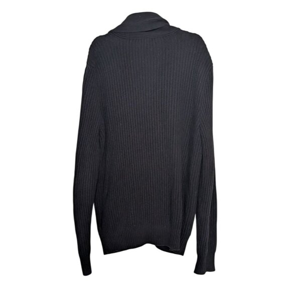 Kenneth Cole Ribbed Cardigan Mens Size Large Black 100% Cotton V Neck Sweater - Picture 8 of 11